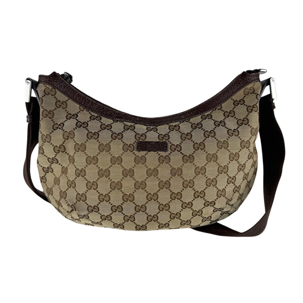 Gucci Abbey GG Canvas Leather Shoulder Bag Brown